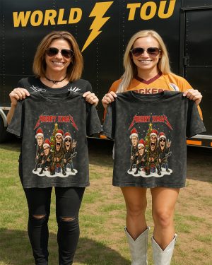 Funny Metallica Christmas T Shirt Merry Xmas Krik Parody Gift For Rock Fans 2d Acid Washed Shirts 2 - Metbrick.com