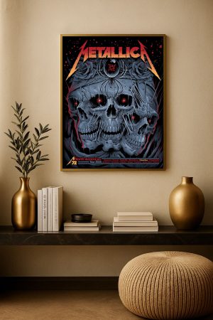 Metallica M72 North American Tour 2025 Gothic Concert Poster Skulls And Roses
