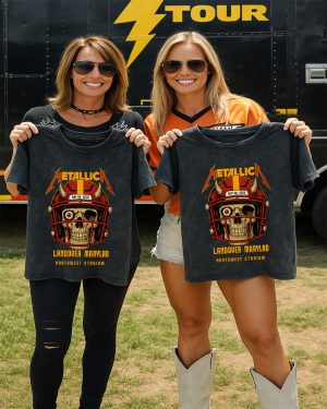 Metallica M72 North American Tour 2025 Concert T-Shirt – Custom Commanders Skull Design (Acid Wash)