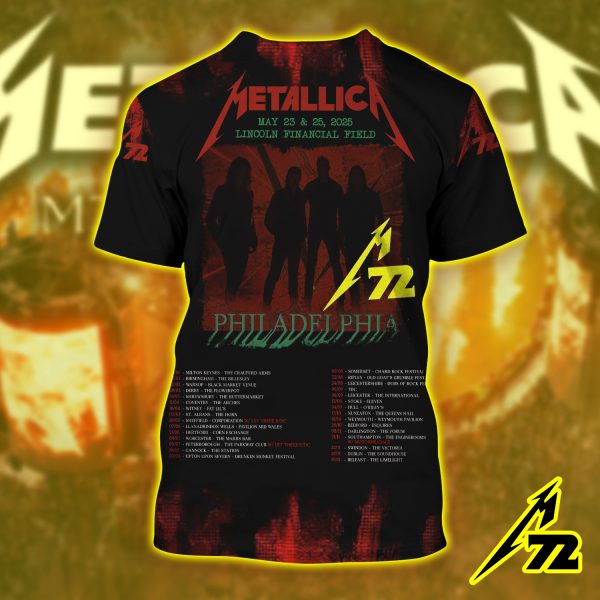 Metallica M72 Tour 2025 3D All Over Print Shirt – Pop-Up Exclusive at Lincoln Financial Field, Philadelphia