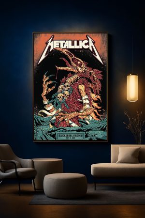 Metallica M72 Virginia Tech 2025 Pop Up Shop Poster by Puis Calzada - May 7, 2025, Lane Stadium - Canvas Home Decor