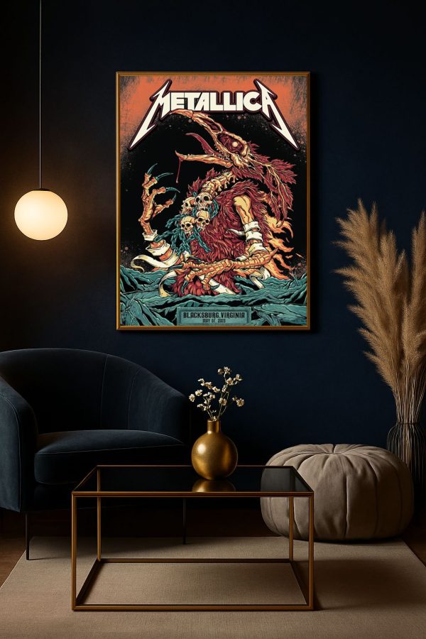 Metallica M72 Virginia Tech 2025 Pop Up Shop Poster by Puis Calzada – May 7, 2025, Lane Stadium – Canvas Home Decor