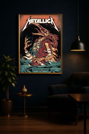 Metallica M72 Virginia Tech 2025 Pop Up Shop Poster by Puis Calzada - May 7, 2025, Lane Stadium - Canvas Home Decor
