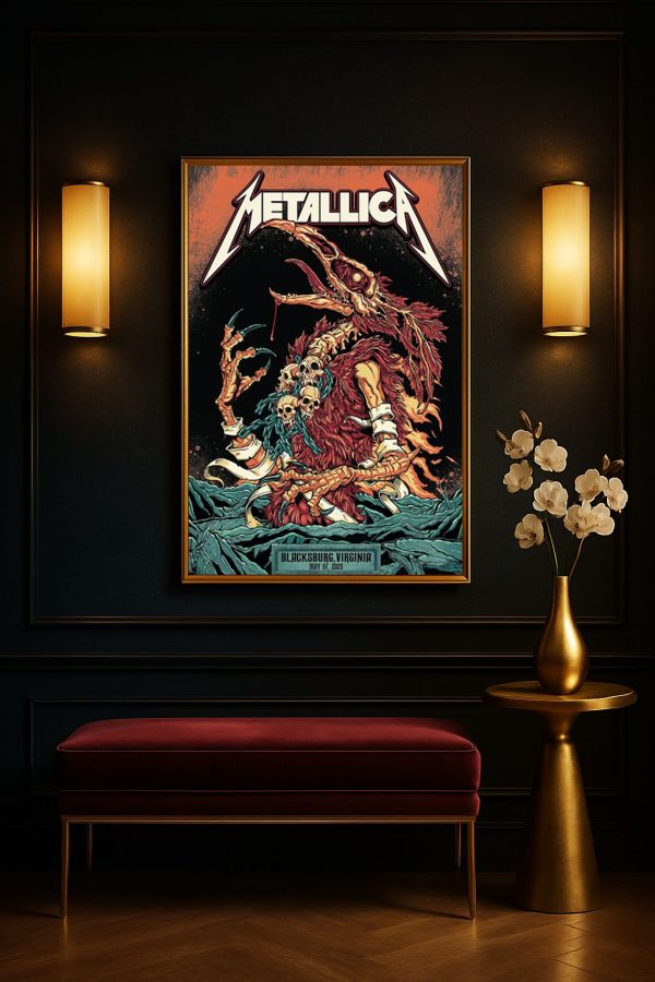 Metallica M72 Virginia Tech 2025 Pop Up Shop Poster by Puis Calzada – May 7, 2025, Lane Stadium – Canvas Home Decor