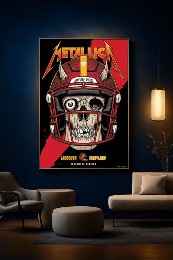 Metallica M72 World Tour 2025 Landover MD Concert Poster – Official Washington Commanders Skull Northwest Stadium Art