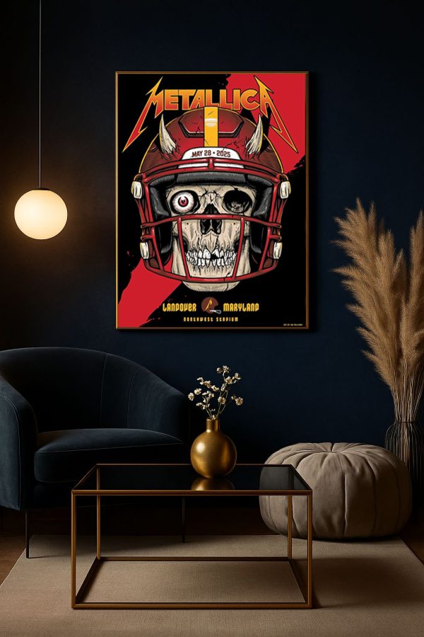 Metallica M72 World Tour 2025 Landover MD Concert Poster – Official Washington Commanders Skull Northwest Stadium Art