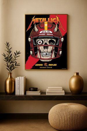 Metallica M72 World Tour 2025 Landover MD Concert Poster – Official Washington Commanders Skull Northwest Stadium Art