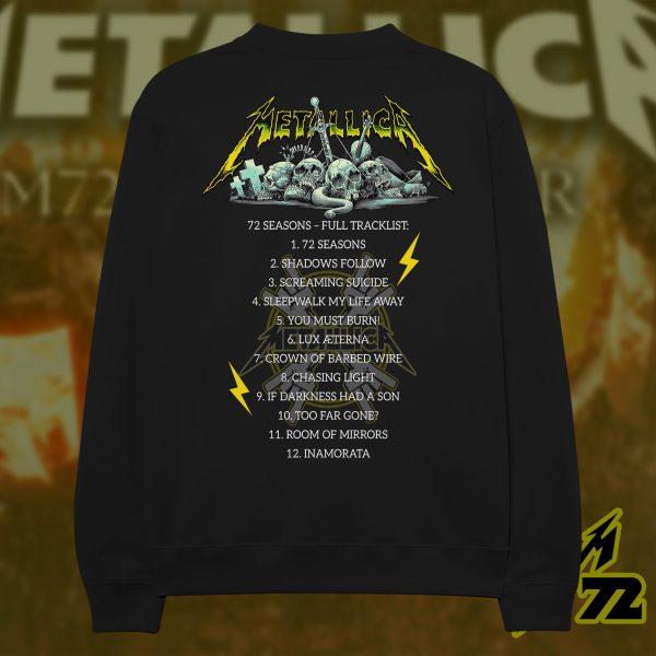 Metallica 44th Anniversary Graphic Sweatshirt 72 Seasons Album Art AOP, Unisex Heavy Metal Crewneck