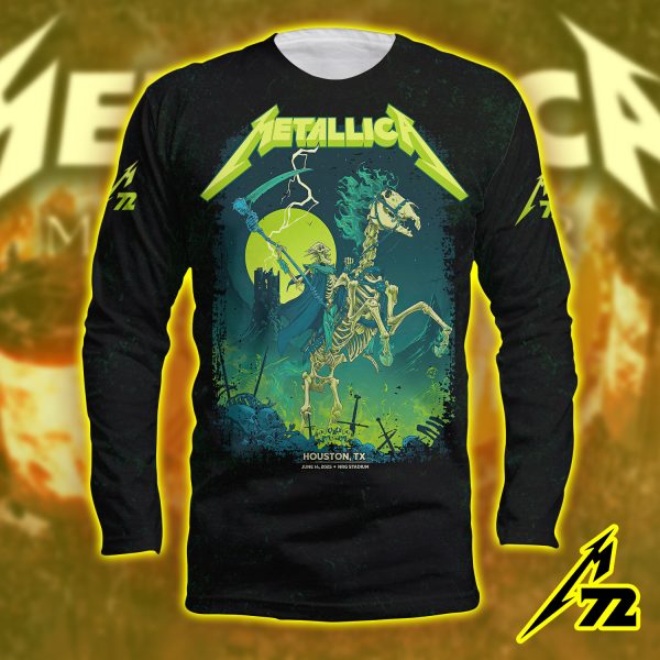 Metallica Concert Tour M72 Long‑Sleeve Shirt World Tour June 14 2025 Houston NRG Stadium – Takeover Setlist by Vance Kelly