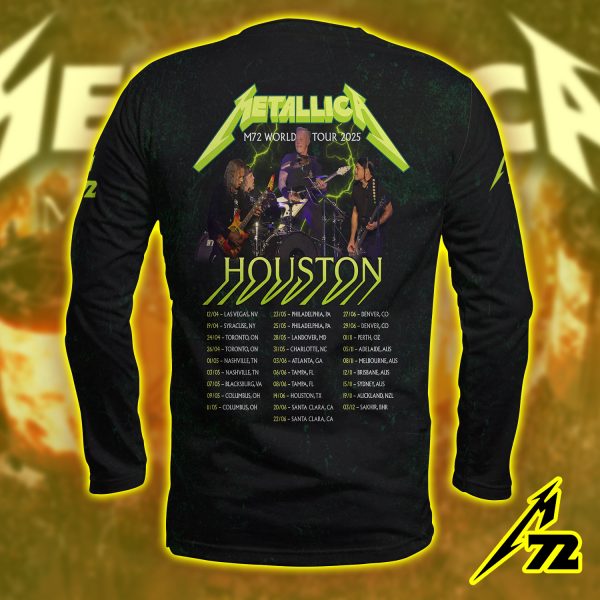 Metallica Concert Tour M72 Long‑Sleeve Shirt World Tour June 14 2025 Houston NRG Stadium – Takeover Setlist by Vance Kelly