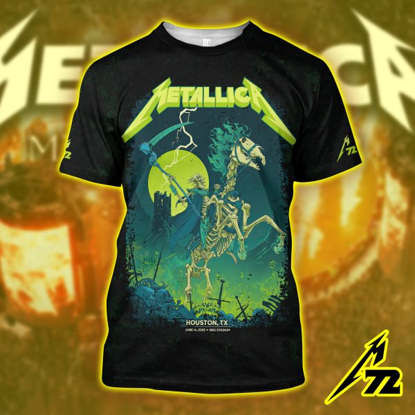 Metallica Concert Tour M72 World Tour June 14 2025 Houston NRG Stadium – Takeover Setlist 3D AOP Shirt by Vance Kelly