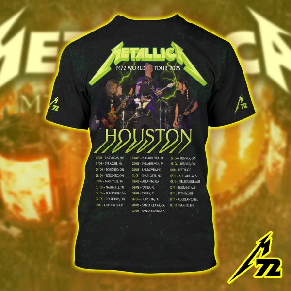 Metallica Concert Tour M72 World Tour June 14 2025 Houston NRG Stadium – Takeover Setlist 3D AOP Shirt by Vance Kelly