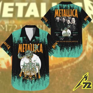 Metallica Hawaiian Shirt M72 World Tour – Houston NRG Stadium Setlist Shirt