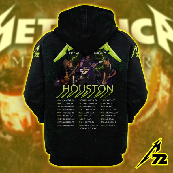 Metallica Concert Tour M72 World Tour June 14 2025 Houston NRG Stadium – Takeover Setlist Raglan Hoodie by Vance Kelly