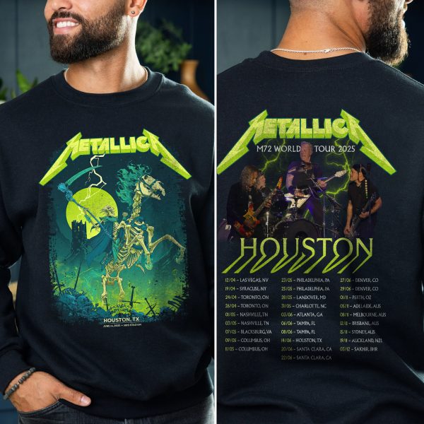 Metallica Concert Tour M72 World Tour June 14 2025 Houston NRG Stadium – Takeover Setlist Sweatshirt by Vance Kelly