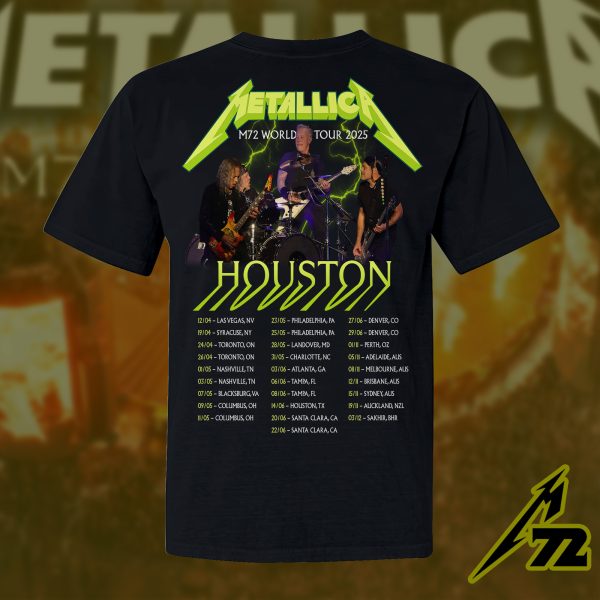 Metallica Concert Tour M72 World Tour June 14 2025 Houston NRG Stadium – Takeover Setlist T‑Shirt by Vance Kelly