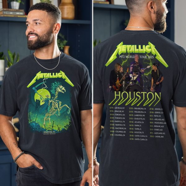 Metallica Concert Tour M72 World Tour June 14 2025 Houston NRG Stadium – Takeover Setlist T‑Shirt by Vance Kelly