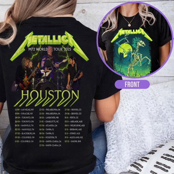 Metallica Concert Tour M72 World Tour June 14 2025 Houston NRG Stadium – Takeover Setlist T‑Shirt by Vance Kelly