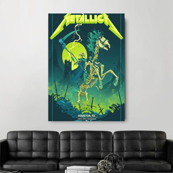 Metallica Concert Tour M72 World Tour June 14 2025 Houston NRG Stadium – Tonight In Houston Setlist Canvas Poster by Vance Kelly