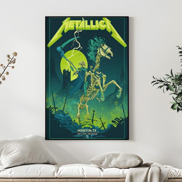 Metallica Concert Tour M72 World Tour June 14 2025 Houston NRG Stadium – Tonight In Houston Setlist Canvas Poster by Vance Kelly