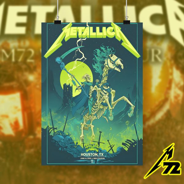 Metallica Concert Tour M72 World Tour June 14 2025 Houston NRG Stadium – Tonight In Houston Setlist Canvas Poster by Vance Kelly