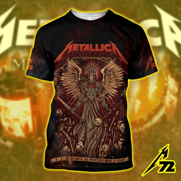 Metallica M72 Atlanta 2025 3D AOP Shirt – Mercedes-Benz Stadium Tour Tee (June 3)