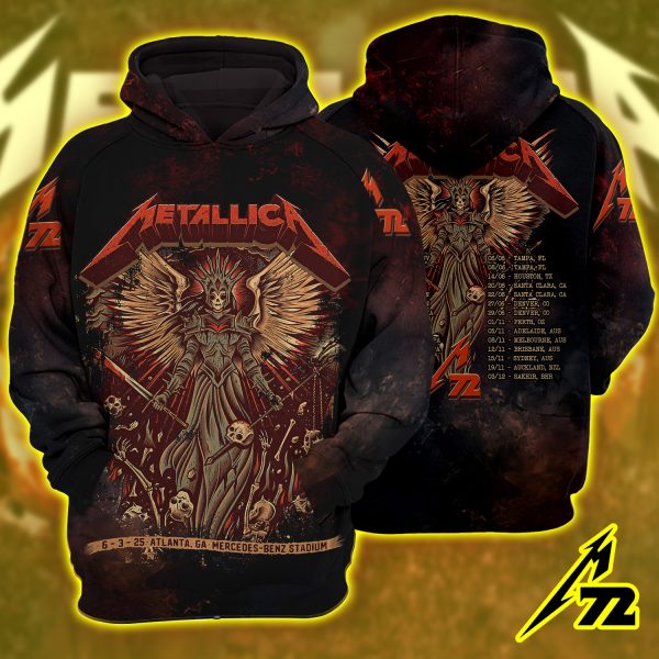 Metallica M72 Atlanta 2025 Hoodie – 3D AOP Unisex Raglan Tour Pullover, Mercedes-Benz Stadium (June 3)