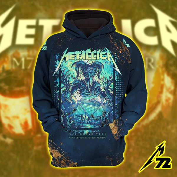 Metallica M72 Atlanta 2025 Hoodie – Dan Mumford AOP Raglan Tour Edition, June 3 at Mercedes-Benz Stadium