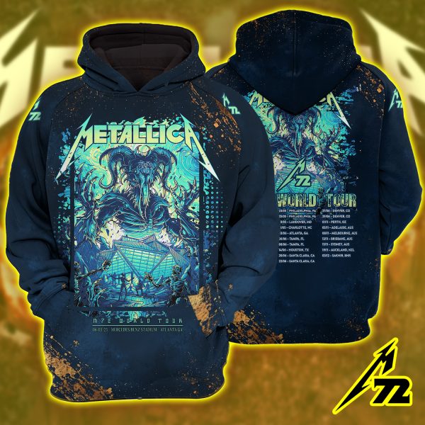 Metallica M72 Atlanta 2025 Hoodie – Dan Mumford AOP Raglan Tour Edition, June 3 at Mercedes-Benz Stadium