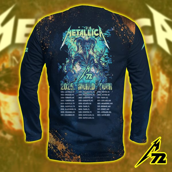 Metallica M72 Atlanta 2025 Long-Sleeve Shirt – Dan Mumford AOP Tour Edition, June 3 at Mercedes-Benz Stadium