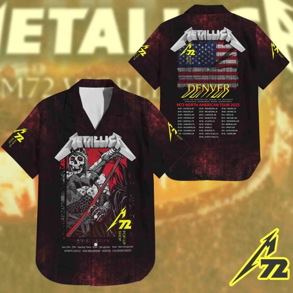 Metallica M72 Hawaiian Shirt – June 27 2025 Empower Field at Mile High | Tropical AOP Shirt “Tonight in Denver” Tour Drop