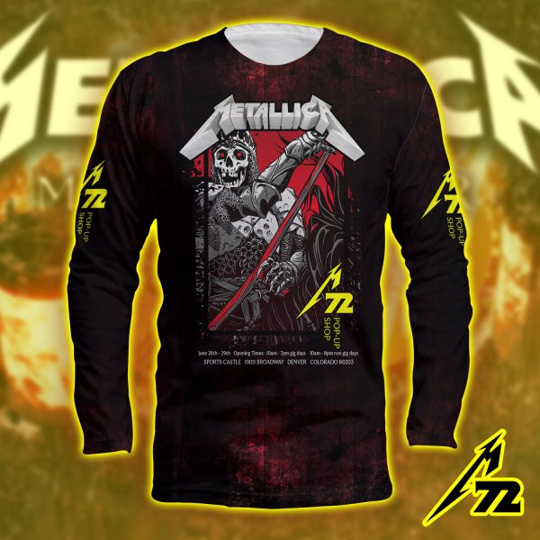 Metallica M72 Long Sleeve Tour Shirt – Denver June 27 2025 Empower Field | AOP “Ride the Lightning” Night 1 Tribute Edition