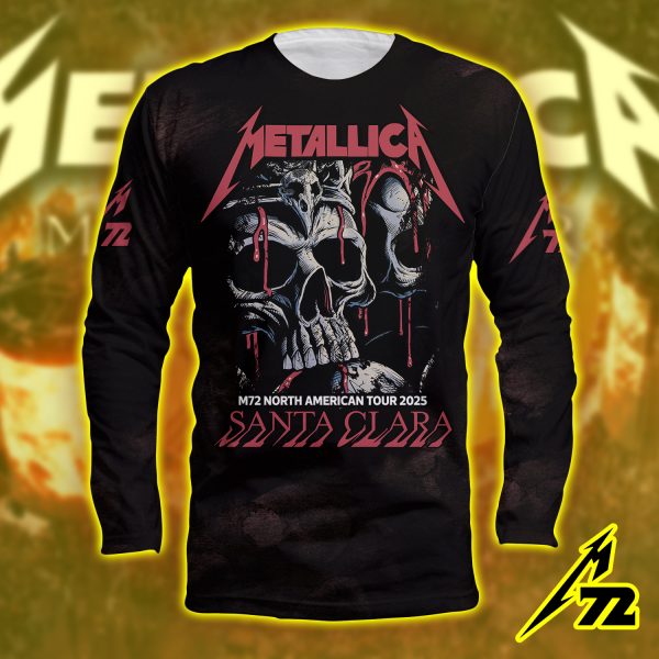 Metallica M72 Long Sleeve Tour Shirt – Santa Clara Levi’s Stadium June 20 2025 | All Over Print “Seek & Destroy” Tribute