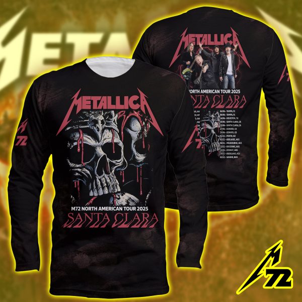 Metallica M72 Long Sleeve Tour Shirt – Santa Clara Levi’s Stadium June 20 2025 | All Over Print “Seek & Destroy” Tribute