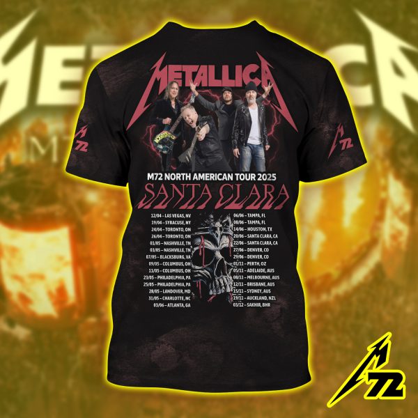 Metallica M72 Santa Clara 3D Shirt – June 20 2025 Levi’s Stadium | All Over Print “Whiplash” Setlist Edition