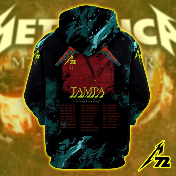 Metallica M72 Tampa 2025 Hoodie – AOP Unisex Raglan Tour Edition, Raymond James Stadium (June 6 & 8)