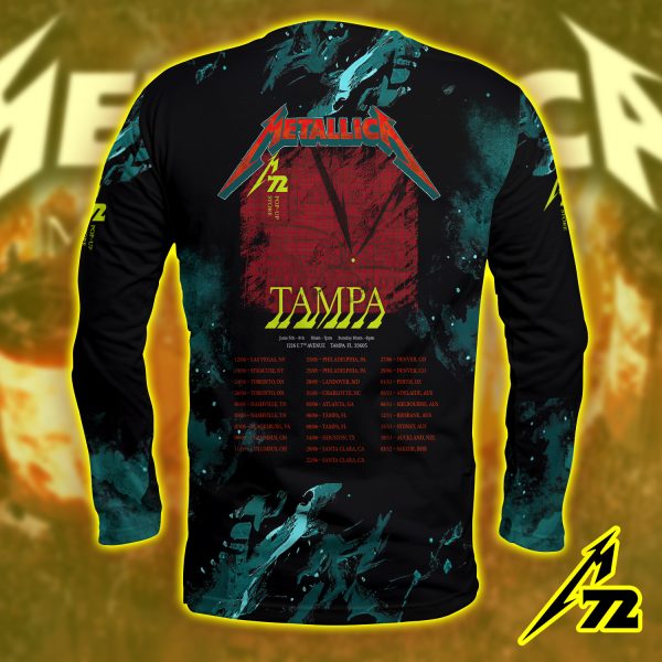 Metallica M72 Tampa 2025 Long-Sleeve Shirt – AOP Tour Edition, Raymond James Stadium (June 6–8)