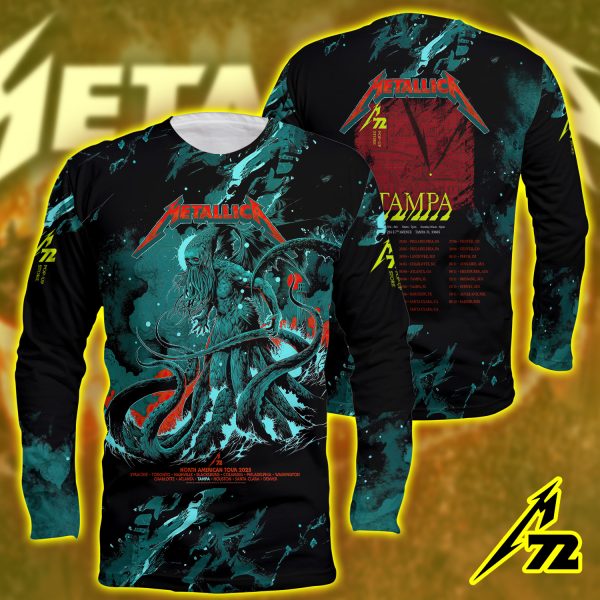 Metallica M72 Tampa 2025 Long-Sleeve Shirt – AOP Tour Edition, Raymond James Stadium (June 6–8)
