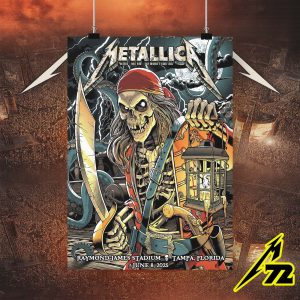 Metallica M72 Tampa 2025 Poster – Night 2 Venue Art Print, Raymond James Stadium (June 8)