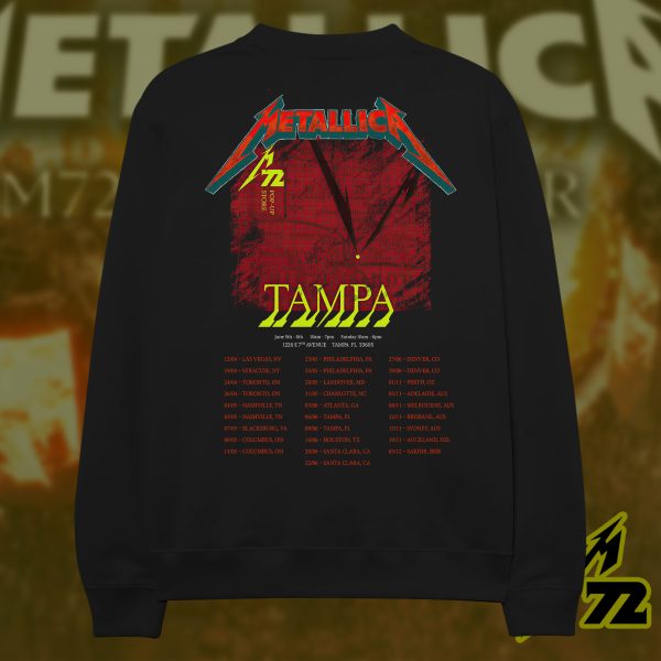 Metallica M72 Tampa 2025 Sweatshirt AOP Unisex Tour Crewneck, Raymond James Stadium (June 6 & 8)