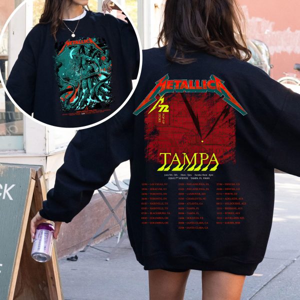 Metallica M72 Tampa 2025 Sweatshirt AOP Unisex Tour Crewneck, Raymond James Stadium (June 6 & 8)