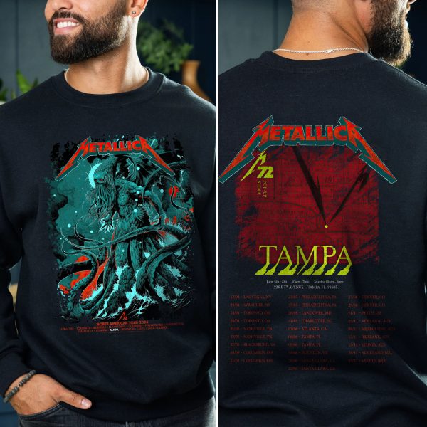 Metallica M72 Tampa 2025 Sweatshirt AOP Unisex Tour Crewneck, Raymond James Stadium (June 6 & 8)