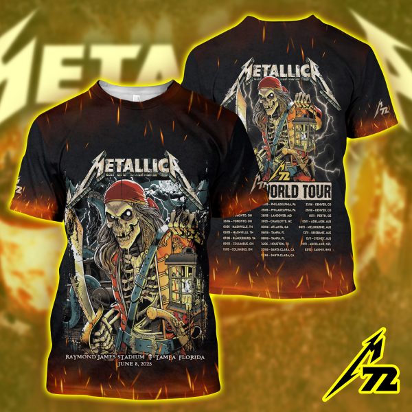 Metallica M72 “Tonight in Tampa” 3D Shirt – AOP Tour Edition, June 8 2025 at Raymond James Stadium