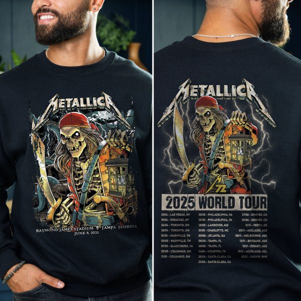 Metallica M72 “Tonight in Tampa” Sweatshirt – AOP Unisex Tour Pullover, June 8, 2025 at Raymond James Stadium