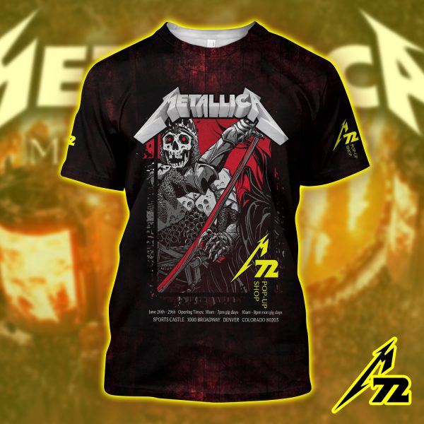 Metallica M72 Tour 3D Shirt – June 27 2025 Empower Field at Mile High Denver | All Over Print “Night 1 Setlist” Live Show Tee