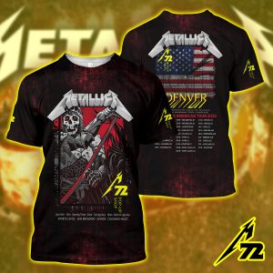 Metallica M72 Tour 3D Shirt – June 27 2025 Empower Field at Mile High Denver | All Over Print “Night 1 Setlist” Live Show Tee