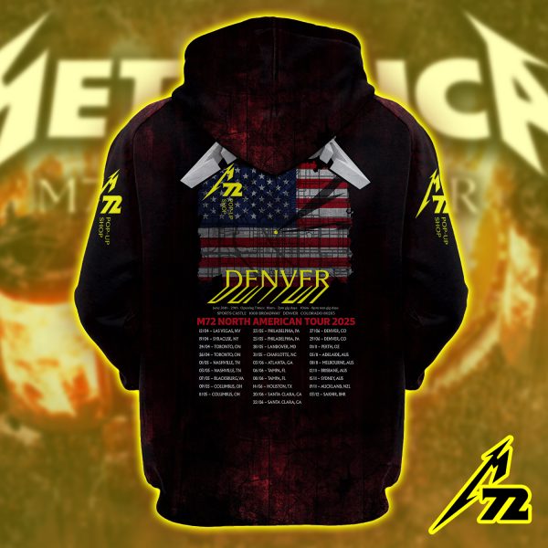 Metallica M72 Tour Hoodie – June 27 2025 Empower Field Denver | All Over Print Unisex Raglan “Night 1 Live Setlist” Hoodie
