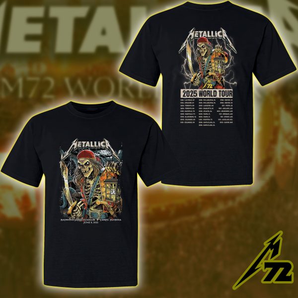 Metallica M72 Tour Unisex T-Shirt – June 8, 2025 “Tonight in Tampa” Concert Tee, Raymond James Stadium