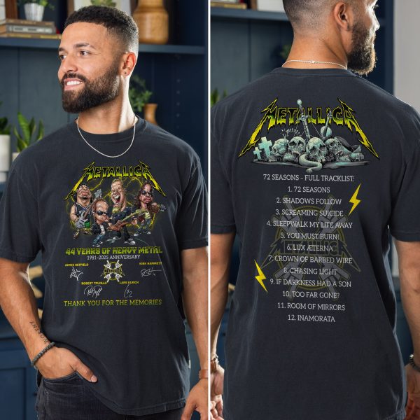 Vintage Metallica 44th Anniversary T-Shirt 1981-2025 “Thank You For The Memories” Unisex Band Tee, Rock Fan Gift