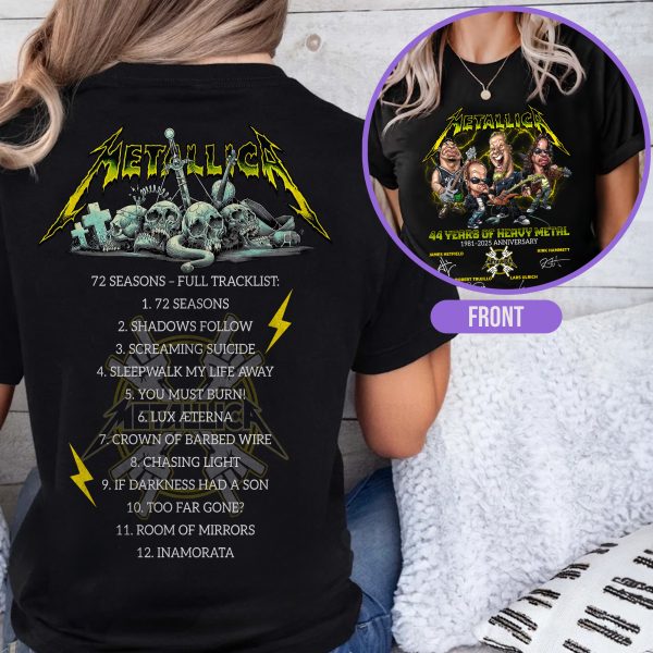 Vintage Metallica 44th Anniversary T-Shirt 1981-2025 “Thank You For The Memories” Unisex Band Tee, Rock Fan Gift